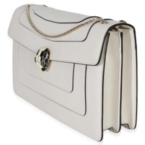Bvlgari White Smooth Calfskin Serpenti Forever Shoulder Bag 4