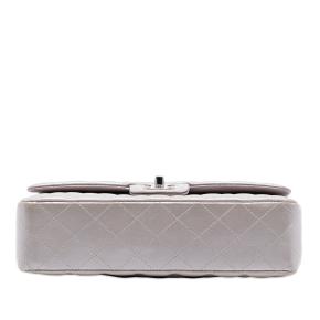Chanel Silver Medium Classic Metallic Lambskin Double Flap 3