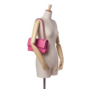 Chanel Pink Medium Classic Chevron Lambskin Double Flap 11