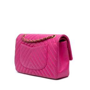 Chanel Pink Medium Classic Chevron Lambskin Double Flap 2