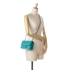 Chanel Blue Mini Square Classic Lambskin Single Flap 8