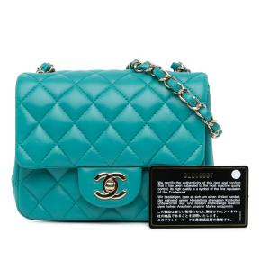 Chanel Blue Mini Square Classic Lambskin Single Flap 9
