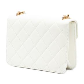 Chanel White Quilted Lambskin Crystal Geometric CC Frame Flap 2