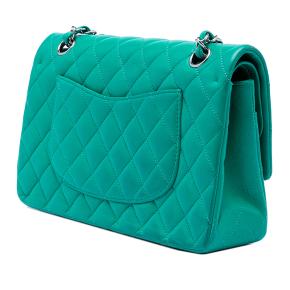 Chanel Green Medium Classic Lambskin Double Flap 2