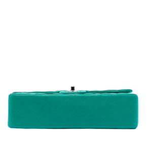 Chanel Green Medium Classic Lambskin Double Flap 3