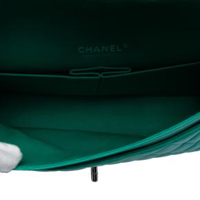 Chanel Green Medium Classic Lambskin Double Flap 4