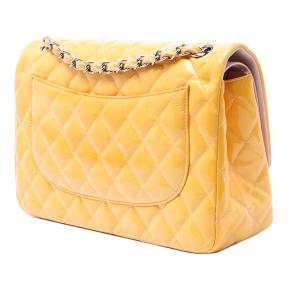 Chanel Yellow Jumbo Classic Patent Double Flap 2