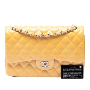 Chanel Yellow Jumbo Classic Patent Double Flap 8