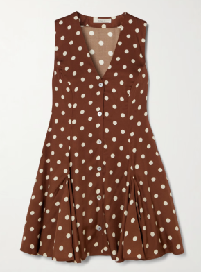 DÔEN Aubrey Pleated Polka-Dot Silk-Blend Twill Mini Dress 2