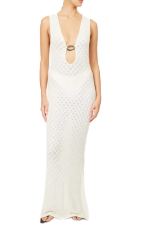 Away That Day Dominica Plunge Crochet Knit Maxi Dress 2