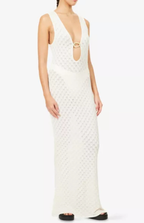 Away That Day Dominica Plunge Crochet Knit Maxi Dress 5