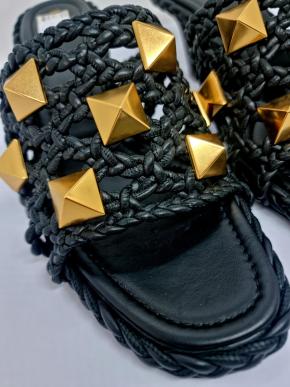 Valentino Black Roman Stud Mules 7