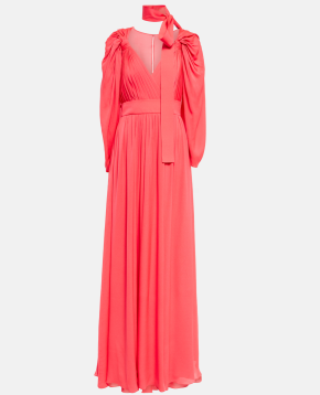 Elie Saab Pleated Silk Chiffon Gown 8