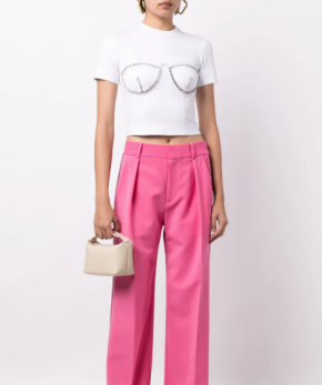 Area White Crystal-Embellished Cropped T-Shirt 3
