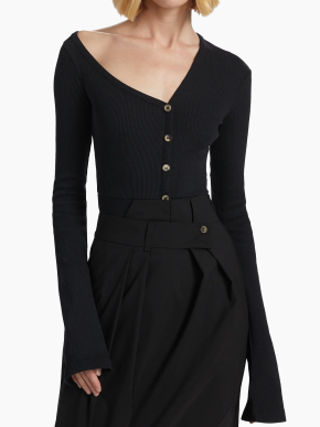 A.W.A.K.E. Mode Asymmetric Rib-Knit Bodysuit 3