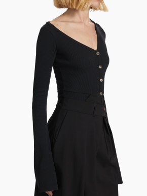 A.W.A.K.E. Mode Asymmetric Rib-Knit Bodysuit 2