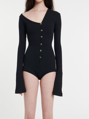 A.W.A.K.E. Mode Asymmetric Rib-Knit Bodysuit 4
