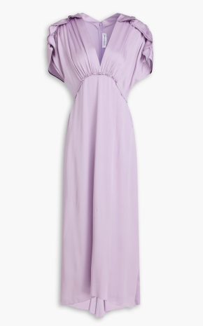 Victoria Beckham Ruffled Satin-Crepe Midi Dress 12 2