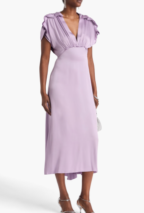 Victoria Beckham Ruffled Satin-Crepe Midi Dress 12 5