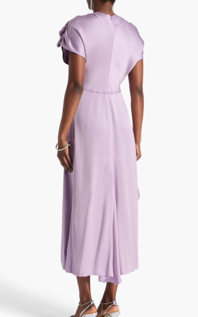 Victoria Beckham Ruffled Satin-Crepe Midi Dress 12 3