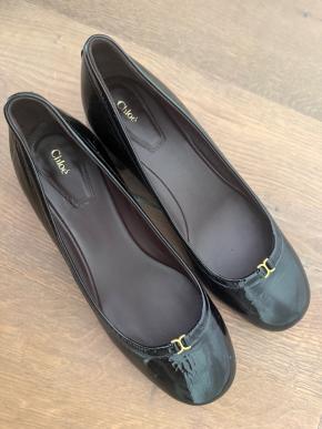 Chloe Black Patent Leather Marcie Flats 2