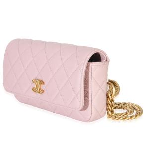 Chanel  Quilted Caviar Sweetheart Phone Holder With Chain 4