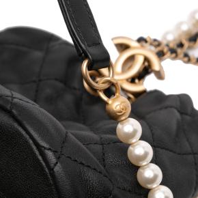 Chanel Black Mini Quilted Calfskin About Pearls Drawstring Bucket Bag 8