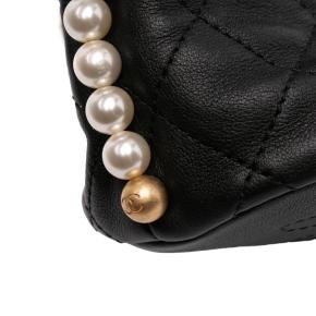 Chanel Black Mini Quilted Calfskin About Pearls Drawstring Bucket Bag 9