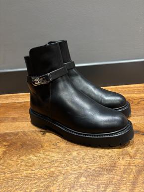 Hemres Black Leather Jeff Ankle Boots 11