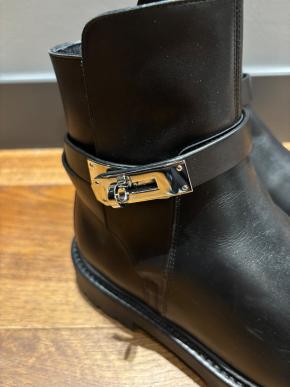 Hemres Black Leather Jeff Ankle Boots 6