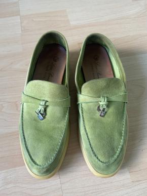 Loro Piana Green Suede Summer Charms Loafers 2