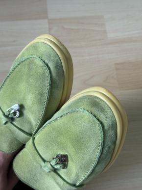 Loro Piana Green Suede Summer Charms Loafers 8