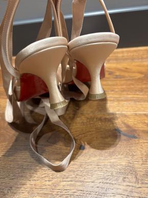 Louboutin Satin Heeled Ballet Pump Sandals 6