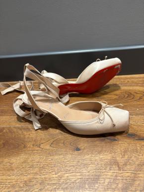 Louboutin Satin Heeled Ballet Pump Sandals 4