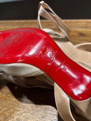Louboutin Satin Heeled Ballet Pump Sandals 5