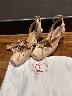 Louboutin Satin Heeled Ballet Pump Sandals 3