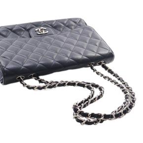 Cahenl Black Jumbo Classic Caviar Single Flap 14