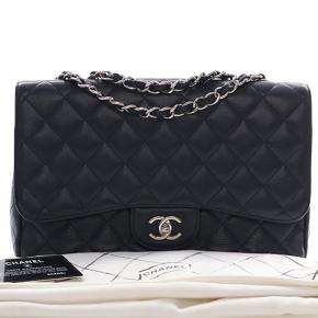 Cahenl Black Jumbo Classic Caviar Single Flap 15