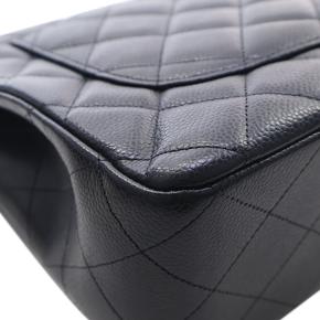 Cahenl Black Jumbo Classic Caviar Single Flap 8
