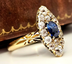 Vintage 1900 Victorian Sapphire And Diamond Cluster Ring 2