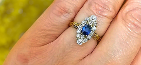 Vintage 1900 Victorian Sapphire And Diamond Cluster Ring 6