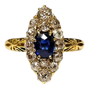 Vintage 1900 Victorian Sapphire And Diamond Cluster Ring 7
