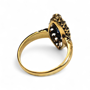 Vintage 1900 Victorian Sapphire And Diamond Cluster Ring 8