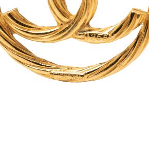 Chanel CC Gold Plated Round Brooch 4