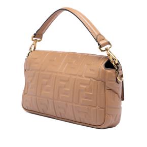 Fendi Beige Zucca Embossed Leather Baguette Satchel 2