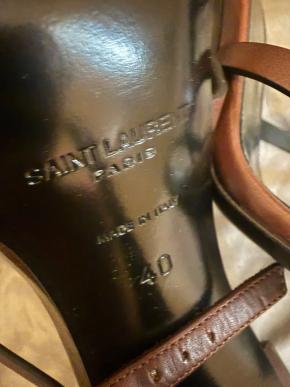 Saint Laurent Brown Leather Cassandre Heels 6