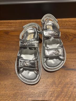 Chanel Silver Dad Sandals 8