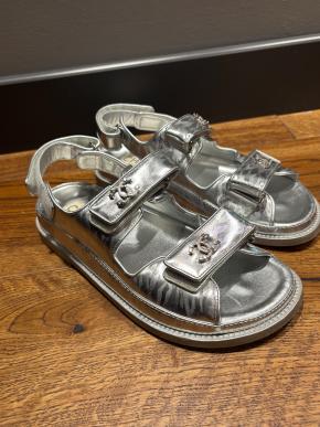 Chanel Silver Dad Sandals 7