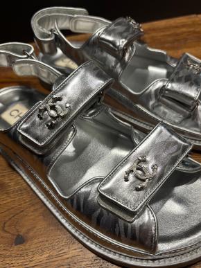 Chanel Silver Dad Sandals 3