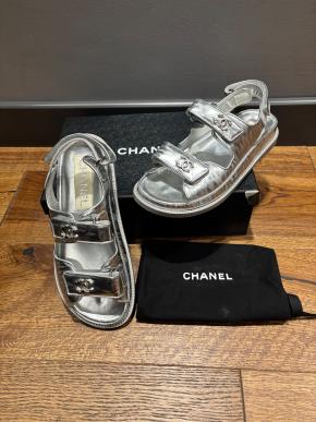 Chanel Silver Dad Sandals 2